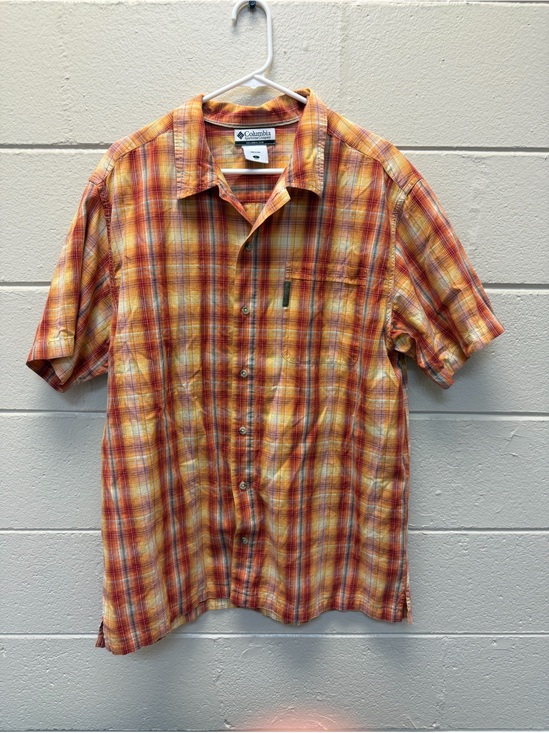 Columbia Other - Columbia Men’s Orange Plaid Short-Sleeve Button-Up Shirt vintage Y2K size L